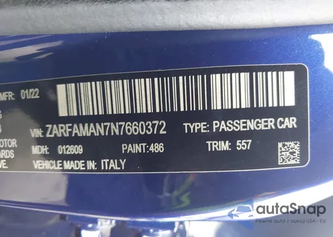 2022 Alfa Romeo Giulia Sprint Rwd from USA, damaged, VIN ZARFAMAN7N7660372